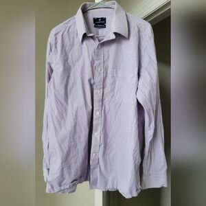 J Hampstead Regular Fit Long Sleeve Button Down White/Purple Strips Shirt XXL